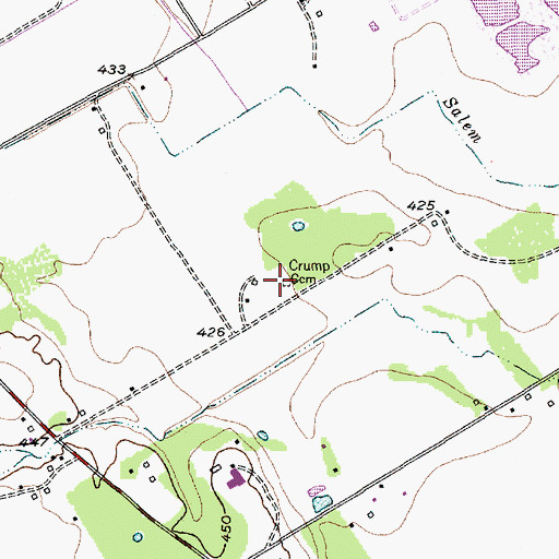 Topographic Map of Crump Cemetery, TX