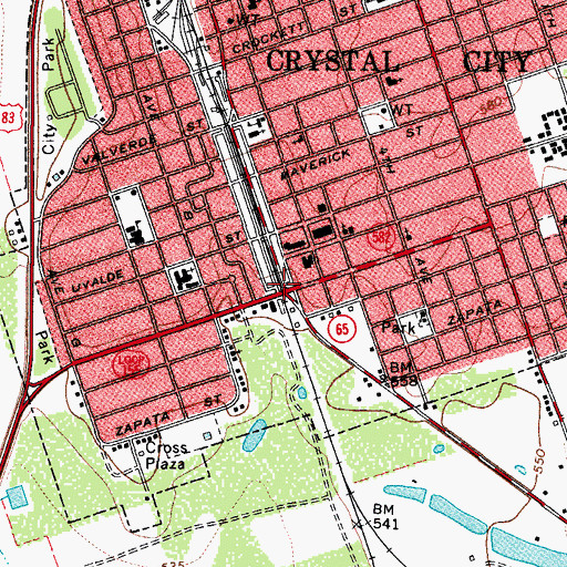 Topographic Map of Crystal City, TX