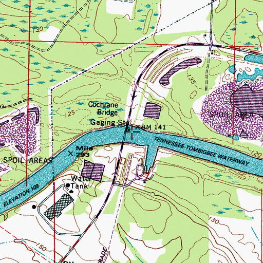 Topographic Map of Huyck Bridge, AL