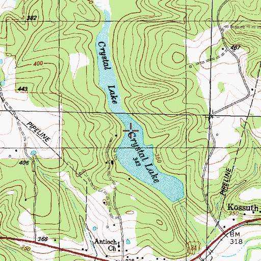 Topographic Map of Crystal Lake, TX