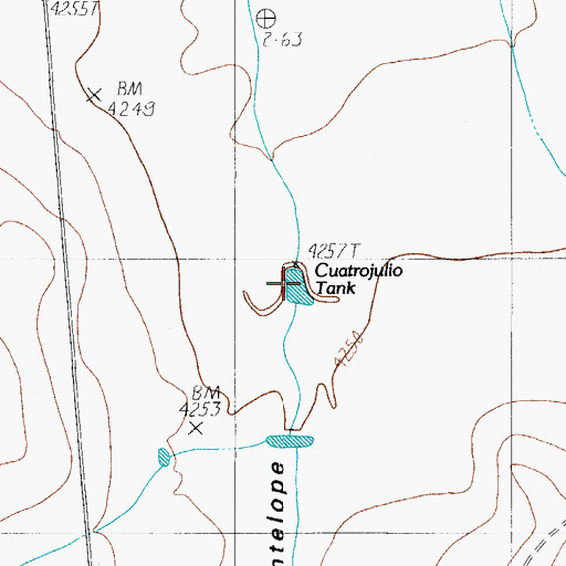 Topographic Map of Cuatrojulio Tank, TX
