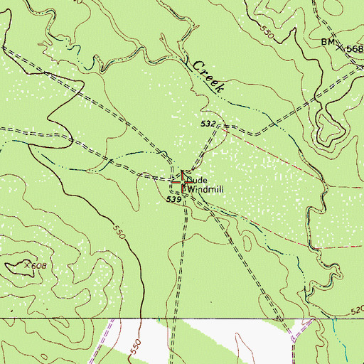 Topographic Map of Cude Windmill, TX
