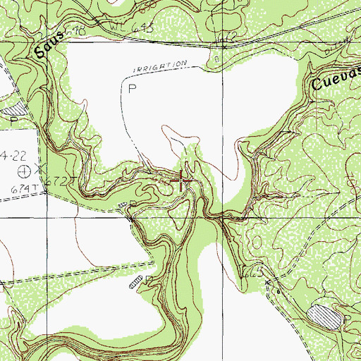 Topographic Map of Cuevas Creek, TX