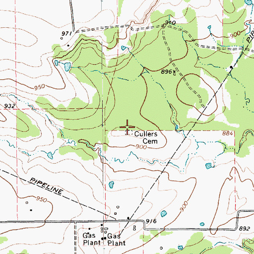 Topographic Map of Cullers Cemetery, TX