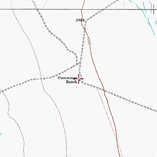 Topographic Map of Cummings Ranch, TX