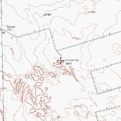 Topographic Map of Cummins Well, TX