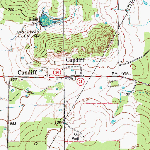 Topographic Map of Cundiff, TX