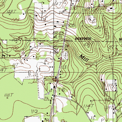 Topographic Map of Cunningham Chapel, TX