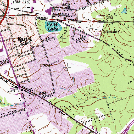 Topographic Map of Cunningham Lake, TX
