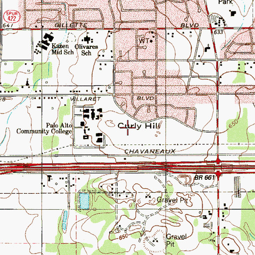 Topographic Map of Curly Hill, TX