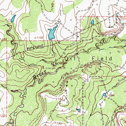 Topographic Map of Curtis Creek, TX