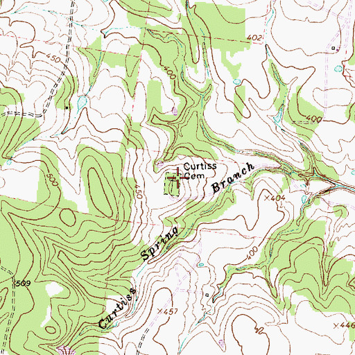 Topographic Map of Curtiss Cemetery, TX