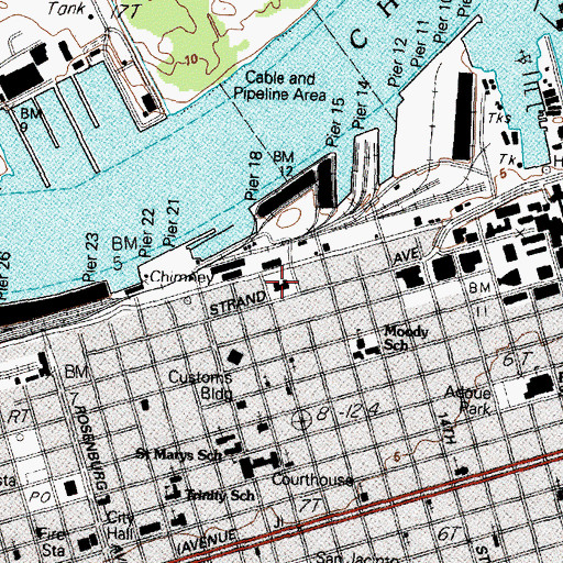 Topographic Map of Customs Building, TX
