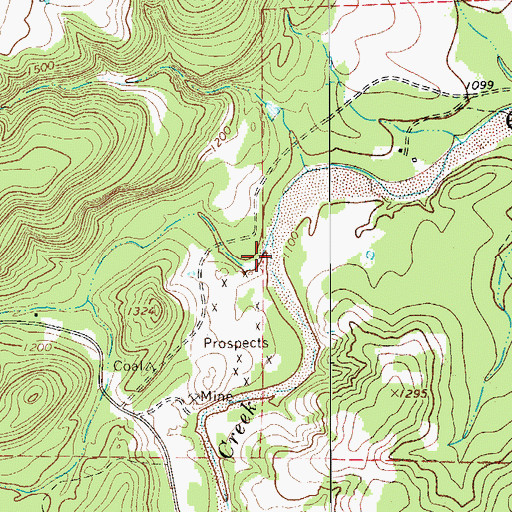Topographic Map of Cutoff Creek, TX