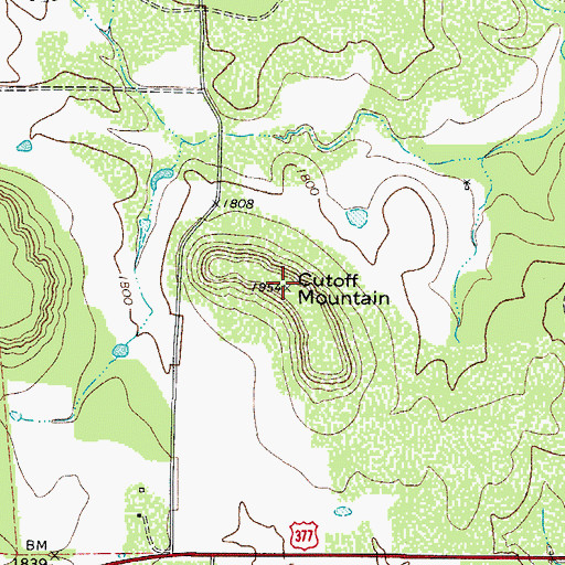 Topographic Map of Cutoff Mountain, TX