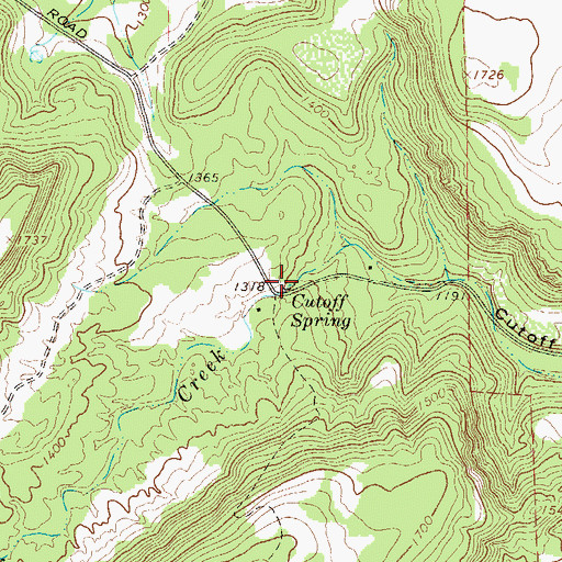 Topographic Map of Cutoff Spring, TX