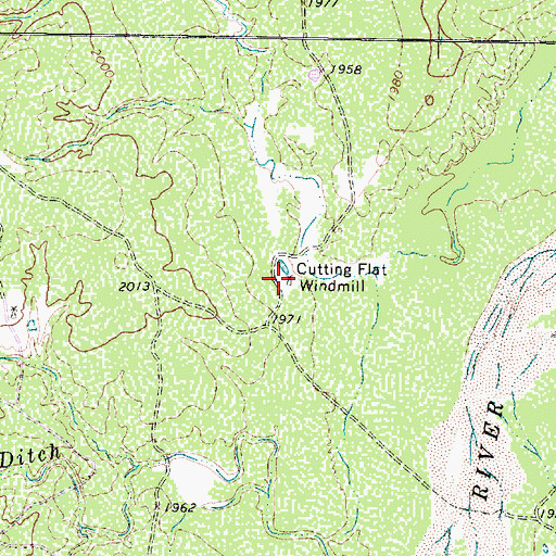 Topographic Map of Cutting Flat Windmill, TX