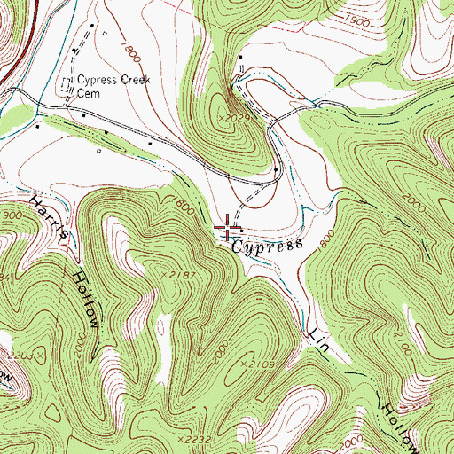Topographic Map of Cypress Creek, TX