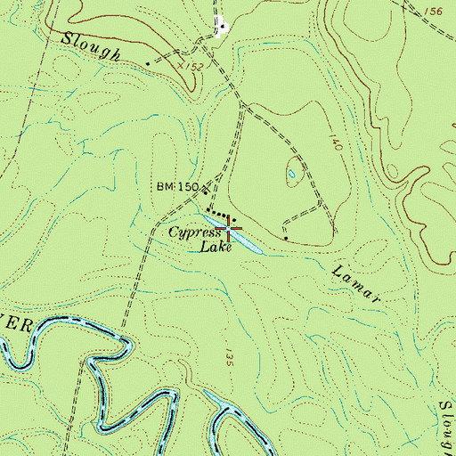 Topographic Map of Cypress Lake, TX