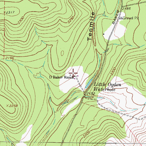 Topographic Map of D Baker Ranch, TX
