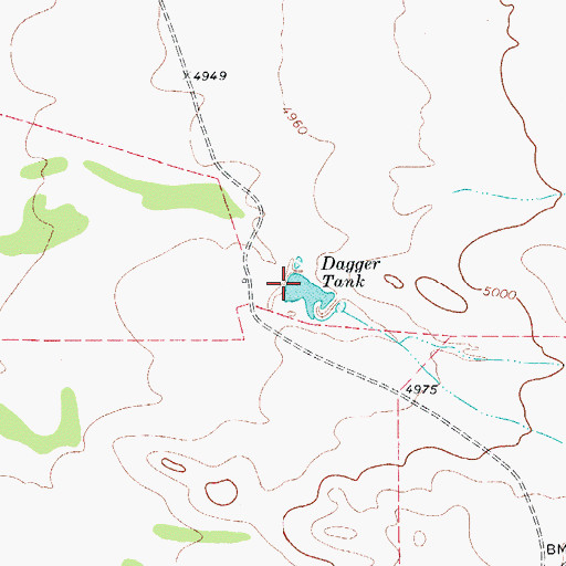 Topographic Map of Dagger Tank, TX