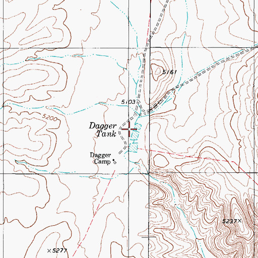 Topographic Map of Dagger Tank, TX