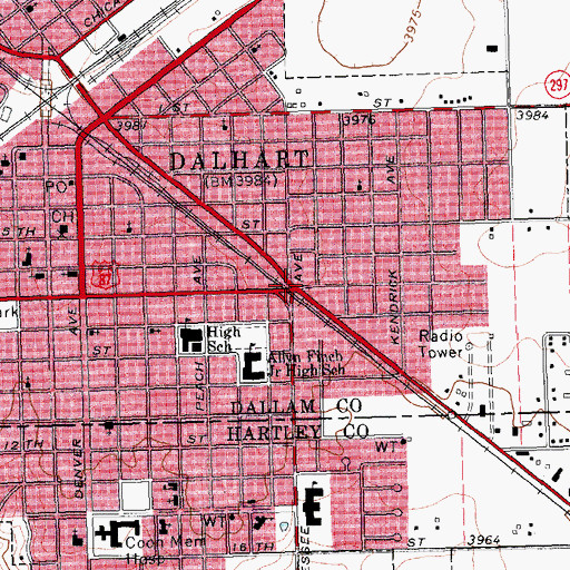 Topographic Map of Dalhart, TX