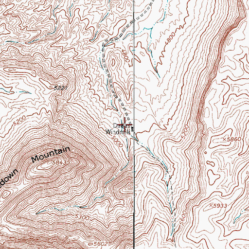 Topographic Map of Dallas Windmill, TX