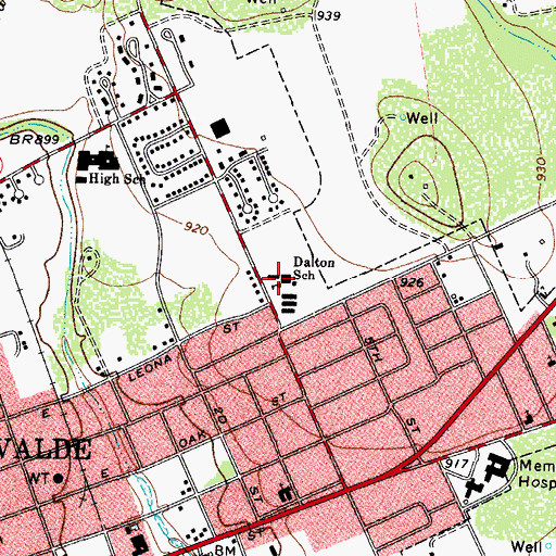 Topographic Map of Dalton School, TX