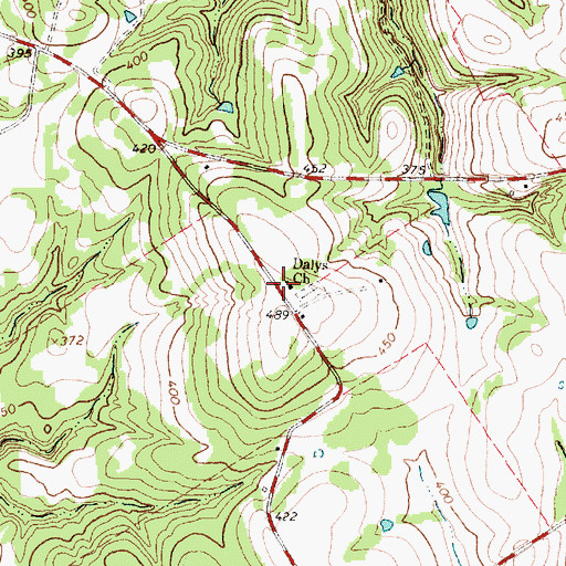 Topographic Map of Dalys Church, TX