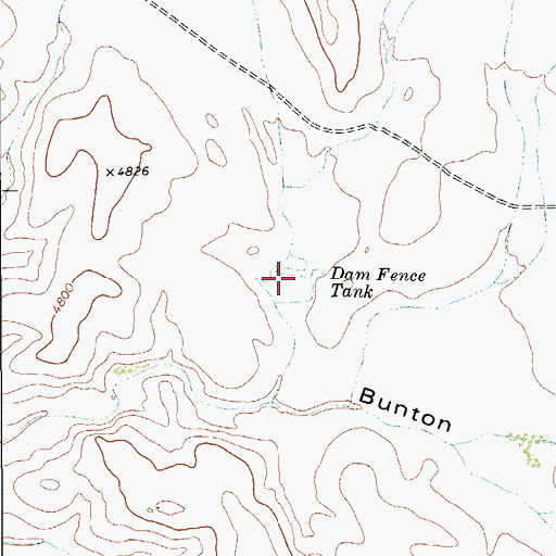 Topographic Map of Dam Fence Tank, TX