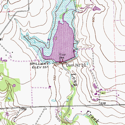 Topographic Map of Dam Number 10, TX