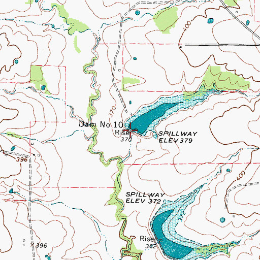 Topographic Map of Dam Number 10, TX