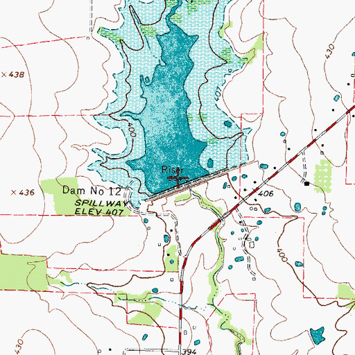 Topographic Map of Dam Number 12, TX