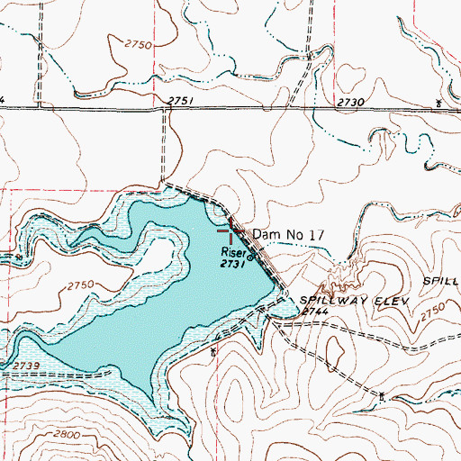 Topographic Map of Dam Number 17, TX