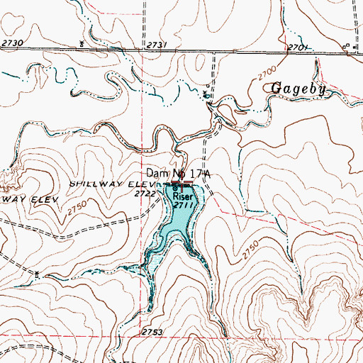 Topographic Map of Dam Number 17A, TX