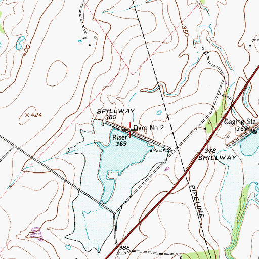 Topographic Map of Dam Number 2, TX