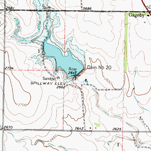 Topographic Map of Dam Number 20, TX