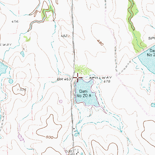 Topographic Map of Dam Number 20A, TX