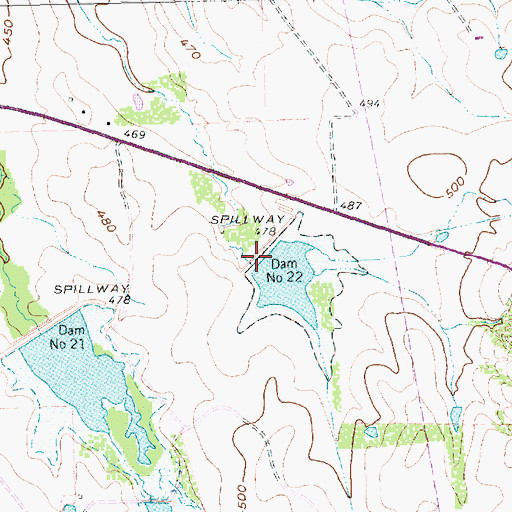 Topographic Map of Dam Number 22, TX