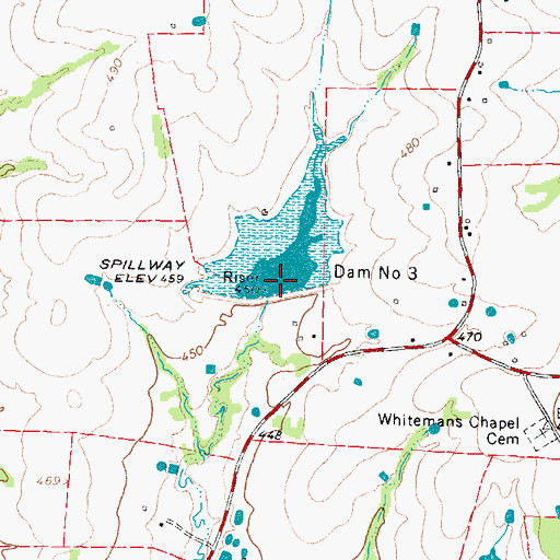Topographic Map of Dam Number 3, TX