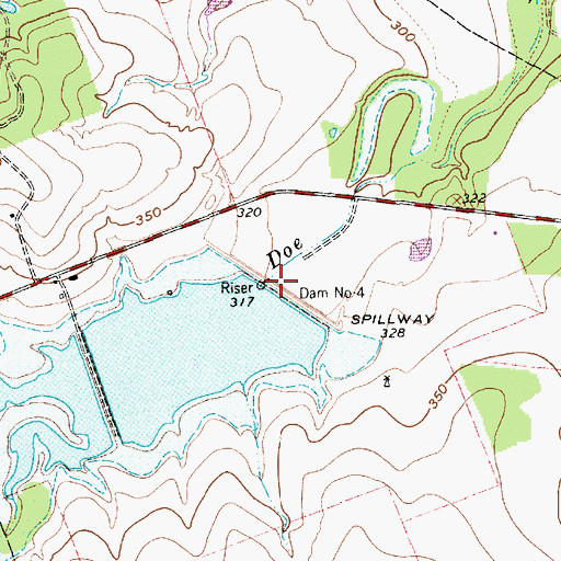 Topographic Map of Dam Number 4, TX