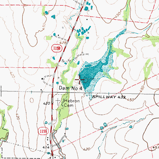 Topographic Map of Dam Number 4, TX