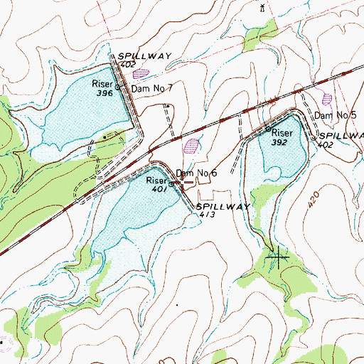 Topographic Map of Dam Number 6, TX