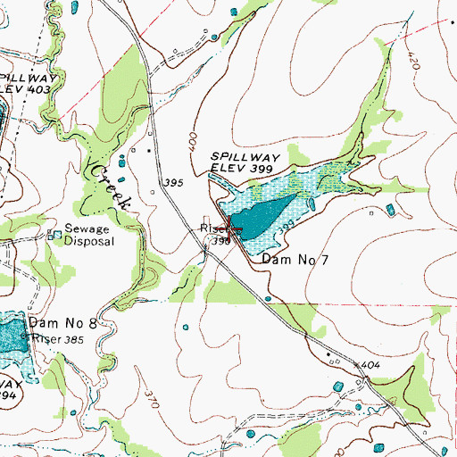 Topographic Map of Dam Number 7, TX