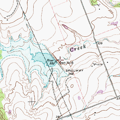 Topographic Map of Dam Number 8, TX