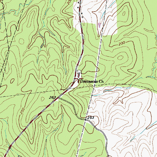 Topographic Map of Damascus Church, TX