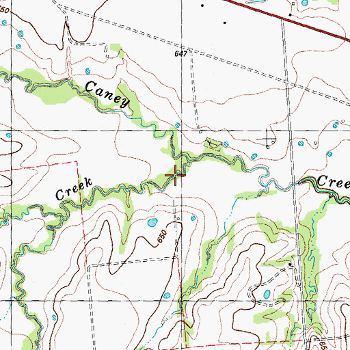 Topographic Map of Dameron Creek, TX