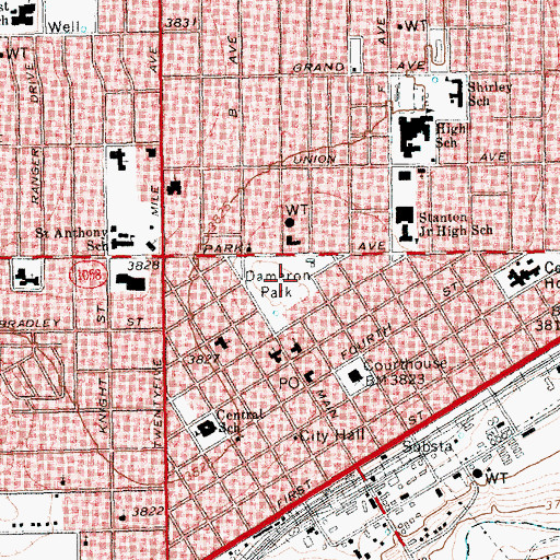 Topographic Map of Dameron Park, TX