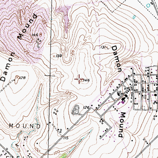Topographic Map of Damon Mound, TX
